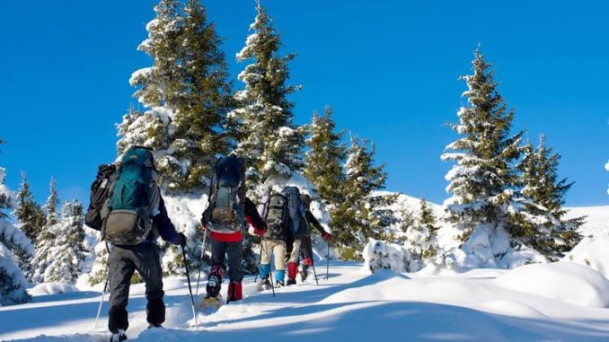 Trekking pe munte, pe zăpadă. FOTO Facebook / Mountain Trekking